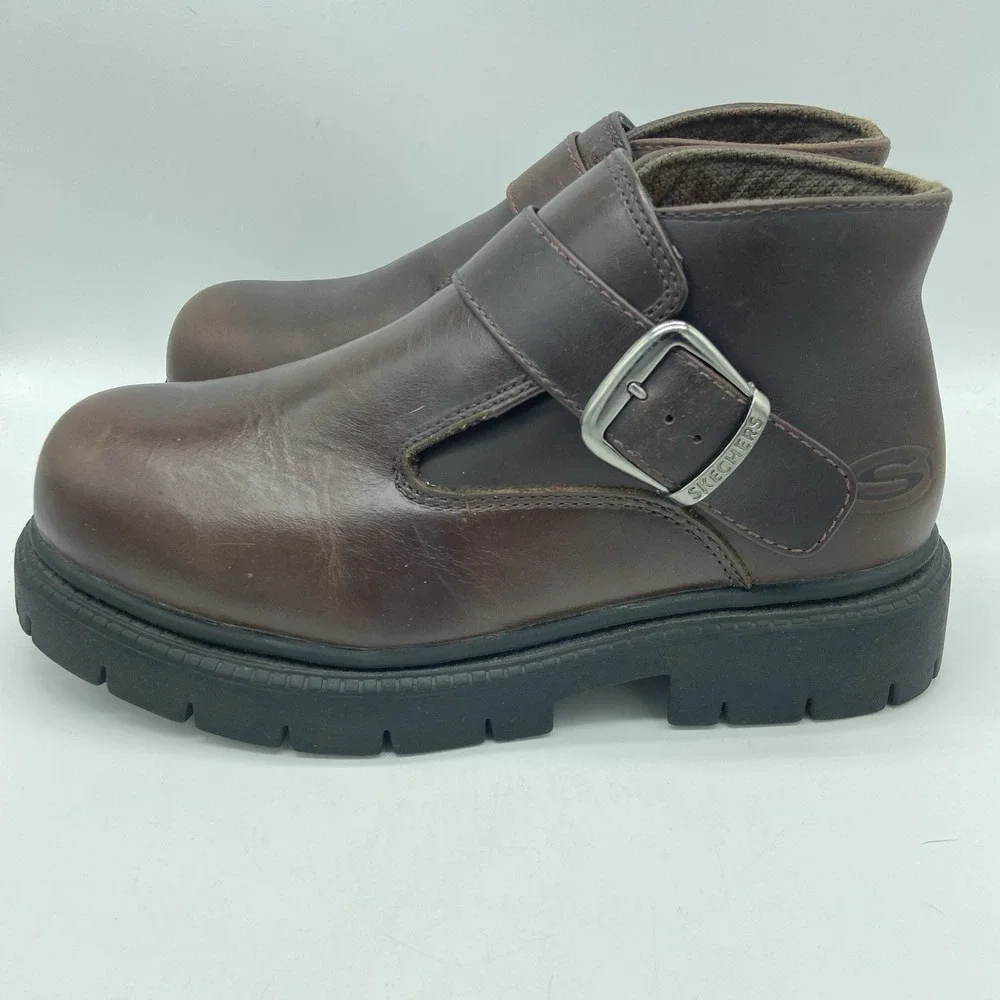 Skechers Mens 8 Boots Vintage SN6909 Chunky Platform Leather Y2K Grunge Gorpcore